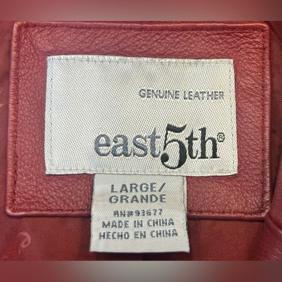 East 5th Genuine Leather 3-Button Jacket with Pockets in Cherrywood, Size Large - Picture 10 of 14